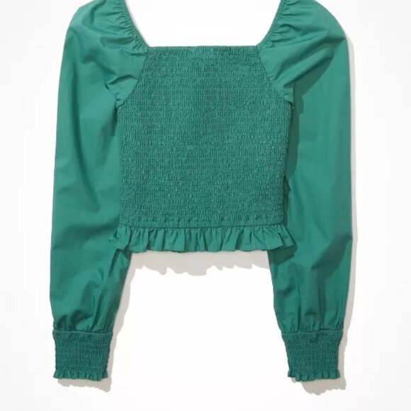 AE Square Neck Smocked Ruffle Blouse Medium - Picture 4 of 9